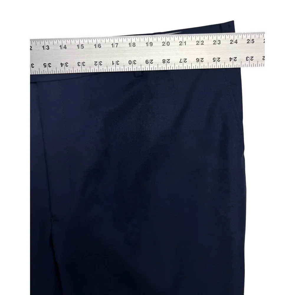 Joseph Abboud 52L 48x32 Navy Blue 2pc Pant Suit Wool Bespoke Flat Front Modern